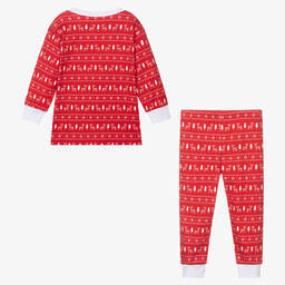 Kissy Kissy-بيجاما قطن بيما لون أبيض وأحمر | Childrensalon Outlet