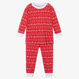 Kissy Kissy-بيجاما قطن بيما لون أبيض وأحمر | Childrensalon Outlet