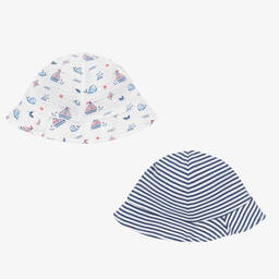 Kissy Kissy-Двусторонняя панама из хлопка пима с китами и парусниками | Childrensalon Outlet