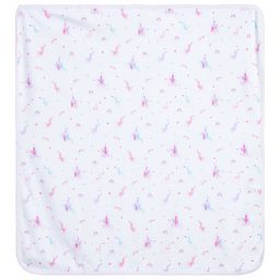 كيسي كيسي-بطانية قطن بيما لون أبيض وزهري للمولودات (74سم) | Childrensalon Outlet