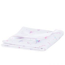 كيسي كيسي-بطانية قطن بيما لون أبيض وزهري للمولودات (74سم) | Childrensalon Outlet