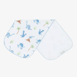 Kissy Kissy-White Cotton Dino Territory Burp Cloth (48cm) | Childrensalon Outlet