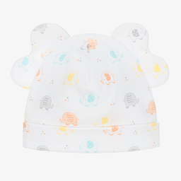 Kissy Kissy-White Cotton Elephant Baby Hat | Childrensalon Outlet