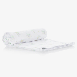 Kissy Kissy-White Cotton Kins Blanket (73cm) | Childrensalon Outlet