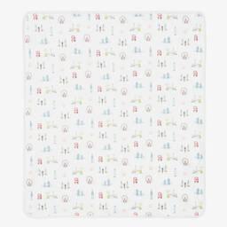 Kissy Kissy-White Cotton London Getaway Blanket (72cm) | Childrensalon Outlet