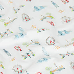Kissy Kissy-White Cotton London Getaway Blanket (72cm) | Childrensalon Outlet