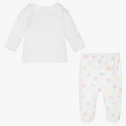 Kissy Kissy-White Elephant 2 Piece Babygrow | Childrensalon Outlet