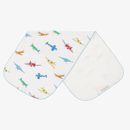 Kissy Kissy-White Pima Cotton Active Aviators Burp Cloth (47cm) | Childrensalon Outlet