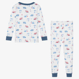 Kissy Kissy-White Pima Cotton Building Site Pyjamas | Childrensalon Outlet