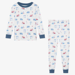 Kissy Kissy-White Pima Cotton Building Site Pyjamas | Childrensalon Outlet