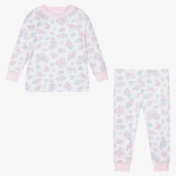 Kissy Kissy-بيجاما قطن بيما لون أبيض بطبعة ورود للبنات | Childrensalon Outlet