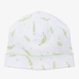 Kissy Kissy-White Pima Cotton Green Peas Hat | Childrensalon Outlet