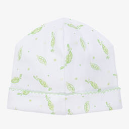 Kissy Kissy-White Pima Cotton Green Peas Hat | Childrensalon Outlet
