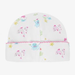Kissy Kissy-Белая шапочка из хлопка пима с океаническим принтом | Childrensalon Outlet