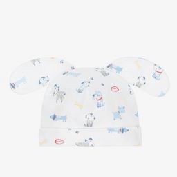 Kissy Kissy-Белая шапочка из хлопка пима со щенками | Childrensalon Outlet