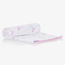 Kissy Kissy-White Pixie Cotton Blanket (72cm) | Childrensalon Outlet