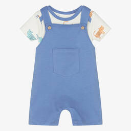 Kissy Love-طقم دانغريز قطن بيما لون عاجي وأزرق للمواليد | Childrensalon Outlet