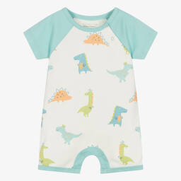 Kissy Love-Baby Boys Ivory Cotton Dino Pals Shortie | Childrensalon Outlet