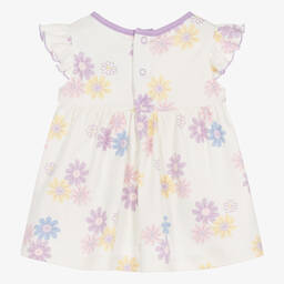 كيسي لاف-فستان قطن بيما لون بنفسجي وعاجي بطبعة ورود | Childrensalon Outlet