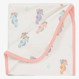 Kissy Love-Baby Girls Ivory Seahorse Party Blanket (73cm) | Childrensalon Outlet