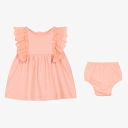 كيسي لاف-فستان قطن بيما لون زهري مرجاني للمولودات | Childrensalon Outlet