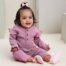 Kissy Love-Baby Girls Purple Pima Cotton Romper | Childrensalon Outlet