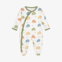 Kissy Love-Boys Cream Dino Print Sleepsuit | Childrensalon Outlet