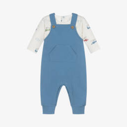 Kissy Love-طقم أفرول بطبعة مروحية لون ازرق وعاجي للمواليد | Childrensalon Outlet