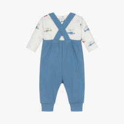 Kissy Love-طقم أفرول بطبعة مروحية لون ازرق وعاجي للمواليد | Childrensalon Outlet