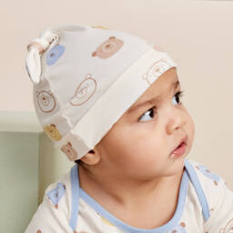 Kissy Love-Boys Ivory Bear Patterned Hat | Childrensalon Outlet