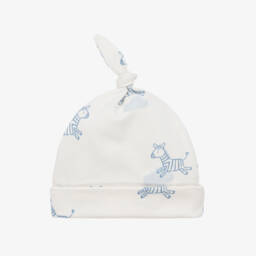 Kissy Love-Boys Ivory & Blue Zebra Hat | Childrensalon Outlet
