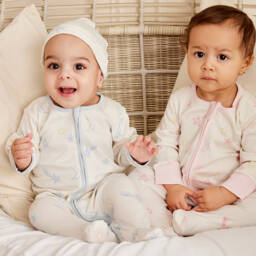 Kissy Love-Boys Ivory Star Pattern Babygrow | Childrensalon Outlet