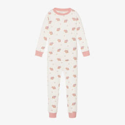 Kissy Love-Girls Floral Ivory Cotton Pyjamas | Childrensalon Outlet
