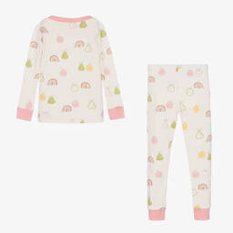 Kissy Love-Кремовая пижама из хлопка пима с грушами и радугами | Childrensalon Outlet