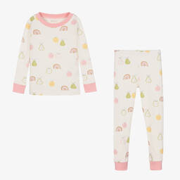 Kissy Love-Кремовая пижама из хлопка пима с грушами и радугами | Childrensalon Outlet