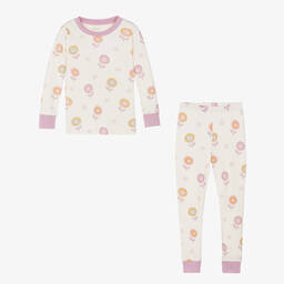 Kissy Love-Кремовая пижама из хлопка пима с цветами | Childrensalon Outlet