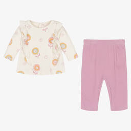 كيسي لاف-طقم بنطلون قطن بيما لون زهري وبنفسجي للمولودات | Childrensalon Outlet