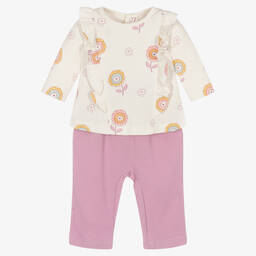 كيسي لاف-طقم بنطلون قطن بيما لون زهري وبنفسجي للمولودات | Childrensalon Outlet