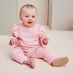 Kissy Love-طقم بنطلون قطن بيما لون زهري للمولودات | Childrensalon Outlet