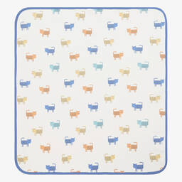 Kissy Love-Ivory & Blue Little Tigers Blanket (73cm) | Childrensalon Outlet