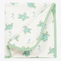 Kissy Love-Ivory Cotton Playful Turtles Blanket (73cm) | Childrensalon Outlet