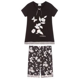 La Perla-Черная пижама из модала с цветами | Childrensalon Outlet