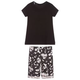 La Perla-Черная пижама из модала с цветами | Childrensalon Outlet