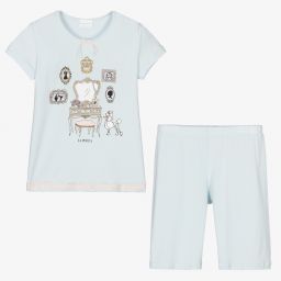 لا بيرلا-بيجاما شورت مودال جيرسي لون أزرق باهت للبنات | Childrensalon Outlet
