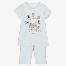 لا بيرلا-بيجاما شورت مودال جيرسي لون أزرق باهت للبنات | Childrensalon Outlet