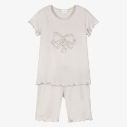 La Perla-Серая короткая пижама из модала для девочек | Childrensalon Outlet