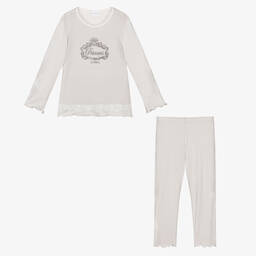 لا بيرلا-بيجاما مودال جيرسي لون رمادي فاتح للبنات | Childrensalon Outlet