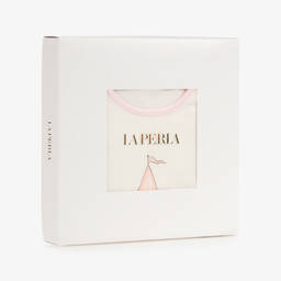 لا بيرلا-بيجاما قطن جيرسي لون زهري وعاجي للبنات | Childrensalon Outlet