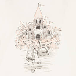 لا بيرلا-بيجاما قطن جيرسي لون زهري وعاجي للبنات | Childrensalon Outlet