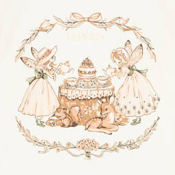 لا بيرلا-شورت قطن جيرسي لون زهري وعاجي للبنات | Childrensalon Outlet